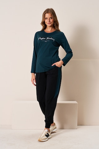 Kadın Penye Uzun Kol Pijama Takımı 3199 Petrol Petrol
