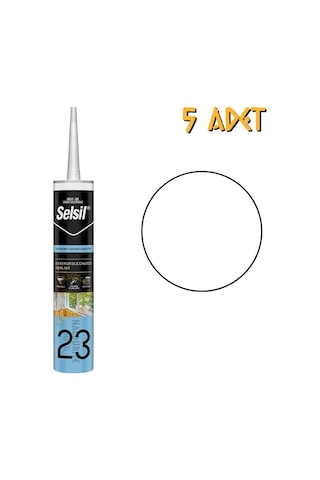 Selsil Yağmura Dayanıklı Silikonize Mastik Beyaz 485 Gr. - 5 Adet Beyaz Beyaz