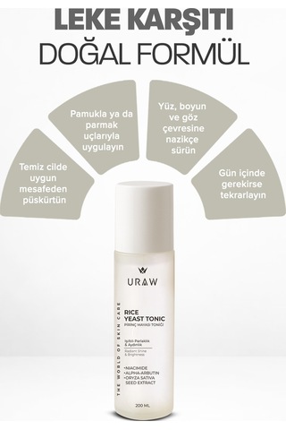 Uraw Aydınlatıcı ve Leke Karşıtı Pirinç Mayası Tonik 200 ML
