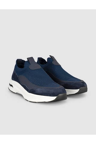 Cabani Lacivert Modern Triko Slip-on Sneaker Siyah - Neon Yeşil