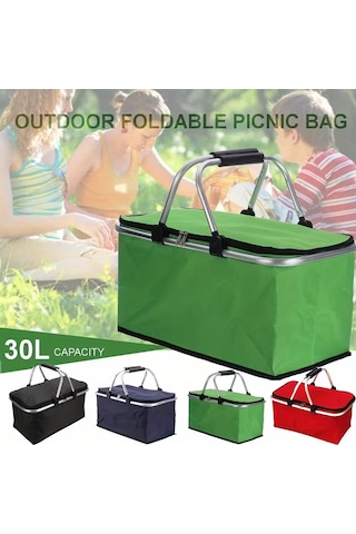 Alüminyum Çerçeveli Yalıtımlı Piknik Çantası Saklama Sepeti Kırmızı