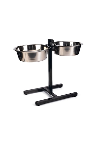 Beeztees Köpek İkili Mama Su Kabı, Ayaklı, Paslamaz Çelik, 28cm, 2x4,5l