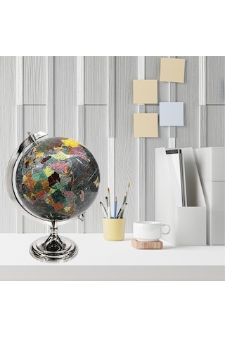 Dekoratif Dünya Küre Siyah Ev Ofis Hediye N179 18x30x43cm