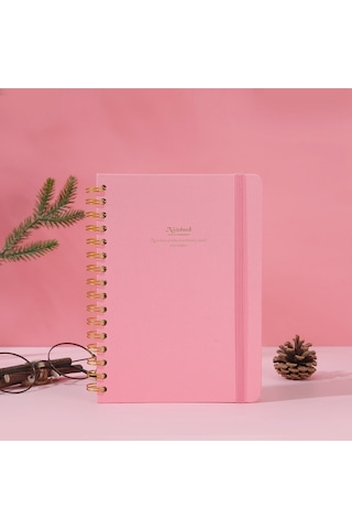 Vj Canvas Sert Kapak Spiralli Defter A5 100gr 160 Sayfa Noktalı Pembe Pembe