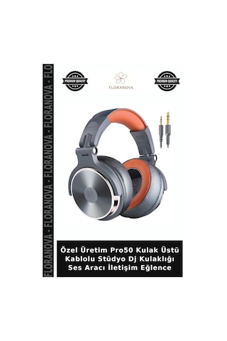 Özel Üretim Pro50 Kulak Üstü Kablolu Stüdyo Dj Kulaklığı Ses Aracı İletişim Eğlence