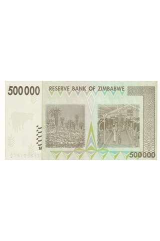 Zimbabve, 500.000 Dolar 2008 P 76 Çil Eski Yabancı Kağıt Para