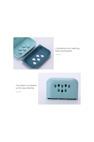 Bulut Sabun Kutusu Tuvalet Yaratıcı Duvara Monte Banyo Tuvalet Punch Çift Katmanlı Drenaj Rafı Açık Mavi