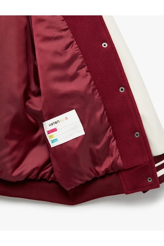 Koton Şardonlu İşleme Detaylı Uzun Kollu Bomber Kolej Ceket Bordo 6wmg20020aw Bordo