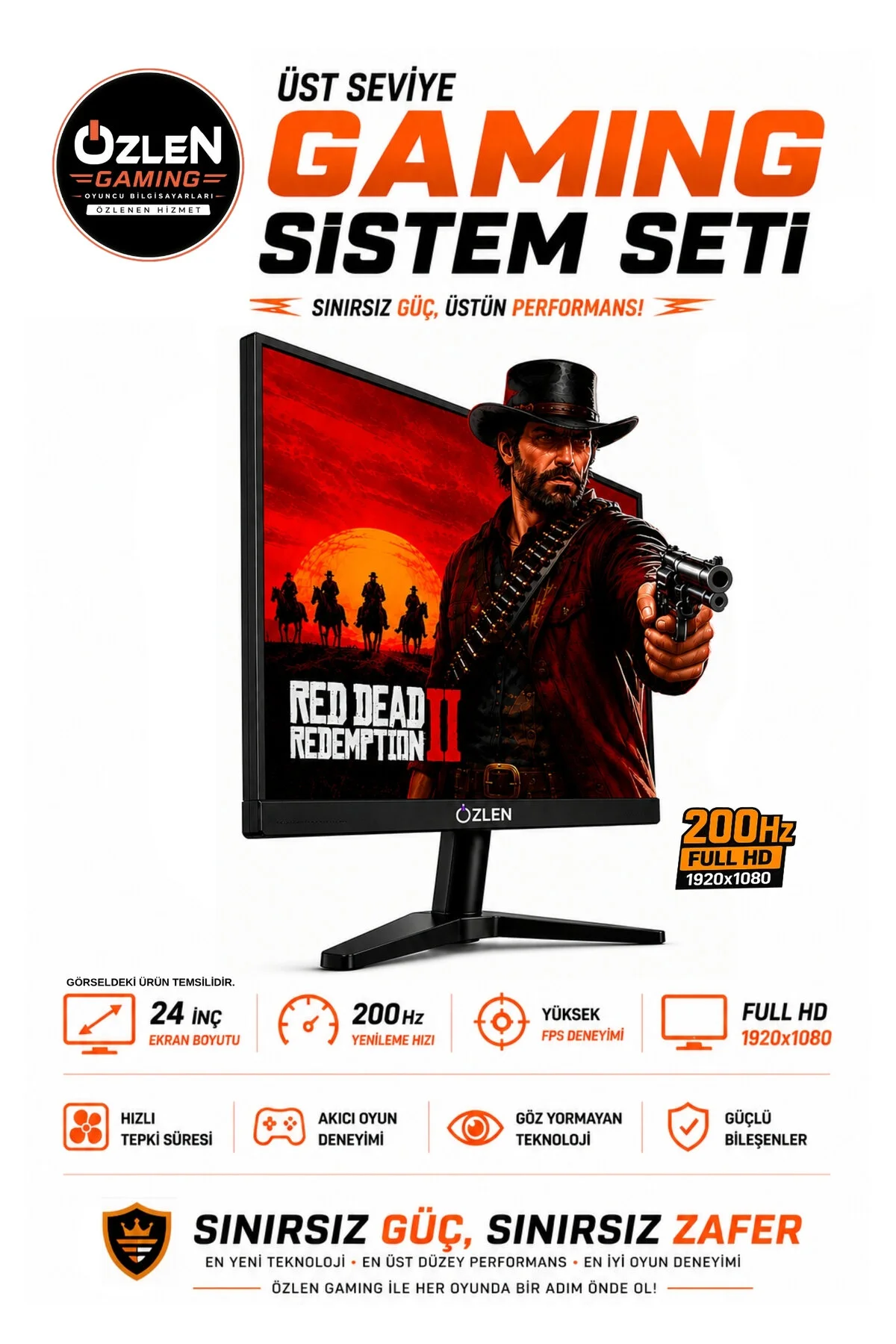 Özlen X2 OZLN-AMD5-3050-16-512 Reyzen 5 5500 6 GB 16 GB 512 GB SSD RTX3050 24'' W11P FHD Masaüstü Oyuncu Bilgisayarı