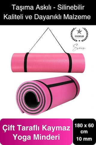 Premium 180 Cm Çift Taraflı Kaymaz Yoga Meditasyon Minderi Taşıma Askılı Rahat Su Geçirmez Mat Diğer Çok Renkli