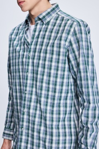 Hatemoğlu Haki Slim Fit Kareli Düğmeli Yaka Uzun Kollu Pamuklu Gömlek 19151010014a 251 1964072 Haki