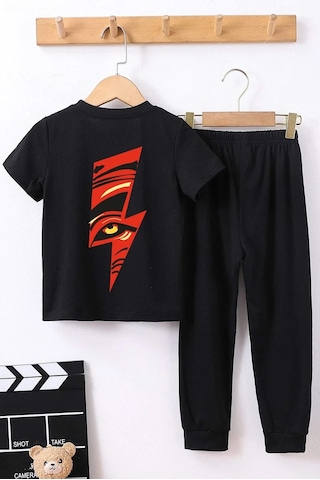 Çocuk Yıldırım Alt - Üst Eşofman Takımı Siyah