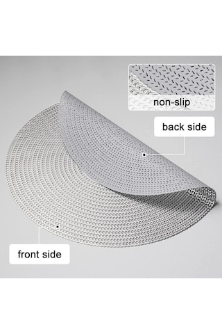 Örgülü Yemek Odası Matı Masa Düzeni Yıkanabilir Isıya Dayanıklı Ped Gümüş