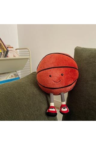 Tenfowee Basketbol Desenli Yumuşak Peluş Yastık - 20 Cm Çaplı, 100% Poliester Dolgulu, Elle Yıkama Önerilir Diğer