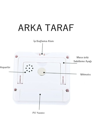Js-303 Alarmlı Dijital Öğrenci Sınav Kronometresi 24 Saat Geri Sayım Cihazı Saat - Alarm / Kronometre Beyaz