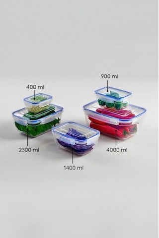 Dikdörtgen 10 Parça Contalı Vakumlu Sızdırmaz Hava Almaz Saklama Kabı Seti 2x 4000/2300/1400/900/400 Ml Diğer