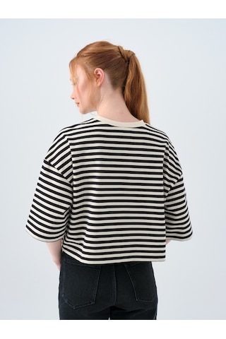 Loose Crop Kadın Tshirt K.kol Siyah