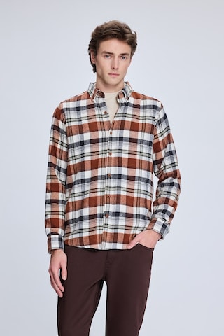 Hatemoğlu Kiremit Slim Fit Kareli Düğmeli Yaka Uzun Kollu Pamuklu Gömlek 19151010024a 872 1964078 Kiremit