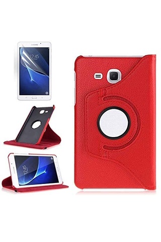 Aksesuarcim 4 Sm-t280 T285 İle Uyumlu Kılıfı Suni Deri 2 Farklı Stand Olabilen Darbe Korumalı 360 Dönebilen Tablet Kılıfı Kırmızı Sku: Zeusb0fhhx2dnd Arka Kapak
