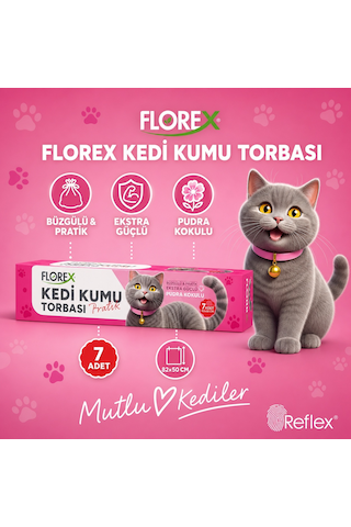 Florex Kedi Kumu Torbası Pudra Kokulu 7'li Paket