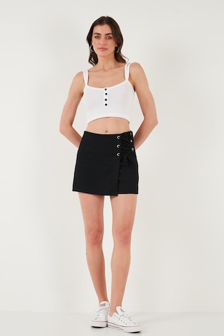 Lela Streç Bağlamalı Slim Fit Yüksek Bel Mini Bayan Şort Etek 5865745 Siyah