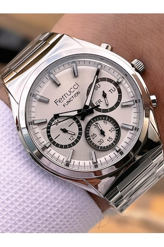 Ferrucci 2 Yıl Garantili Çelik Kordon İç Kadran Özellikleri Aktif 3 Atm Erkek Kol Saati Ef.03517.3 Gümüş 50591880