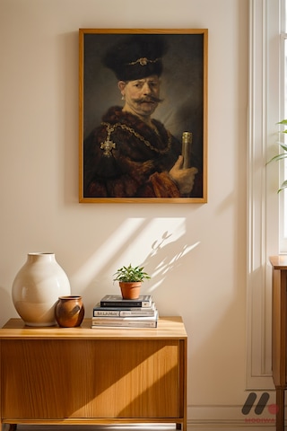 Rembrandt Kürklü Asilzade, Ahşap Çerçeveli Duvar Tablosu - Sanatsever Hediyesi