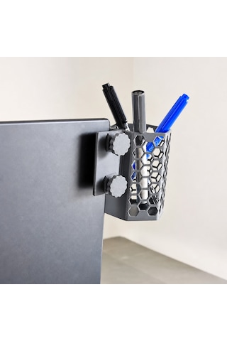 3d Baskı Monitor Kalemlik - Petek Desenli Laptop Kenar Altıgen Kalemlik-gri Çok Renkli