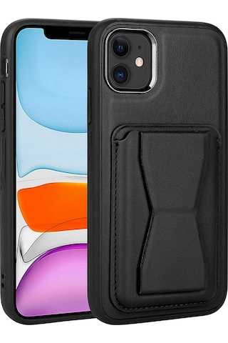 Apple Uyumlu iPhone 11 Kartlıklı Standlı Pu Deri Zore Memo Kapak