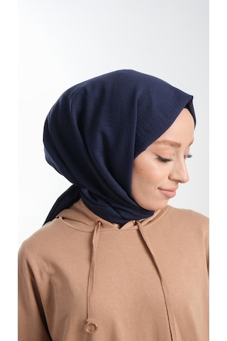 Hürrem Bone 202105_02 Pamuk Düz Klasik Caz Şal Lacivert