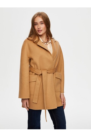 Faik Sönmez Kaşmir Karışımlı Beli Kuşaklı Kaban W26kbn011 Uw26kbn01135 Camel