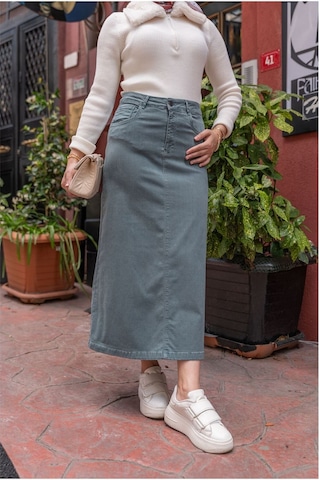 Ara Boy Likralı Gabardin Etek Mavi