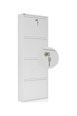 Ceha Kilitli 4'lü Metal Ayakkabılık Kar Beyaz - K.AYK-4 /AB9003/KL