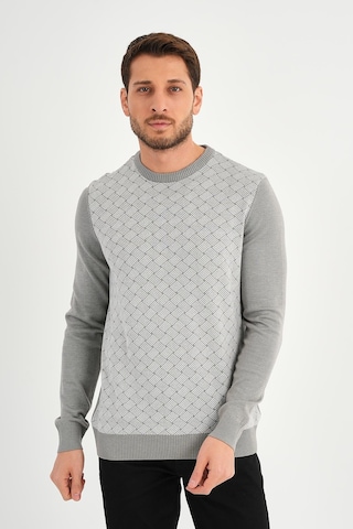 Alexander Gardi Alexandergardı Bisiklet Yaka Desenlı Regular Fit Kazak E24-eze-01 Gri