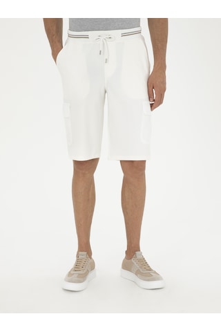 Cacharel Beyaz Slim Fit Kargo Cepli Şort