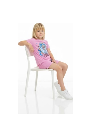 Miniko Kids Kız Çocuk Elsa Modelli Pamul Şortlu Takım Pembe