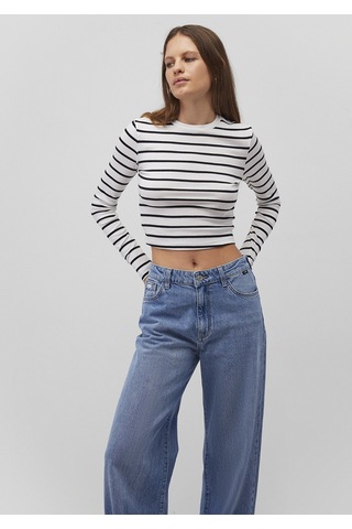 Mavi - Uzun Kollu Siyah Crop Basic Tişört 1612822-85407 Siyah