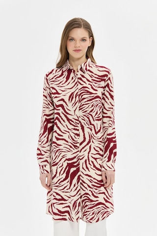 Esswaap Zebra Desenli Tunik Bordo Kırmızı