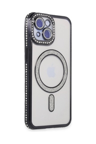 Mey İthalat Apple iPhone Uyumlu 15 Kılıf Joke Simli Magneticsafe Kılıf - Siyah