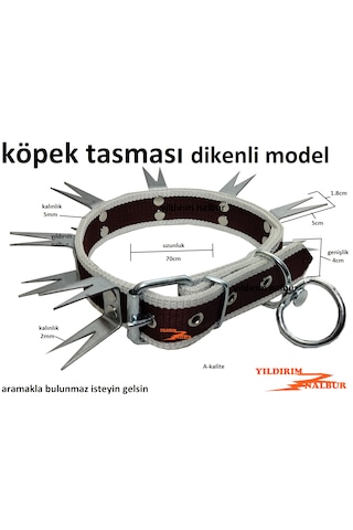 Köpek Tasması Hasır Dikenli Tasma Çivili Tasma Büyük Boy Açık Kırmızı