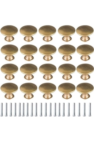 20x Fırçalanmış Altın Vintage Pirinç Kapı Kolu 30 Mm Yuvarlak Mobilya Kolu Ha-xin Diğer