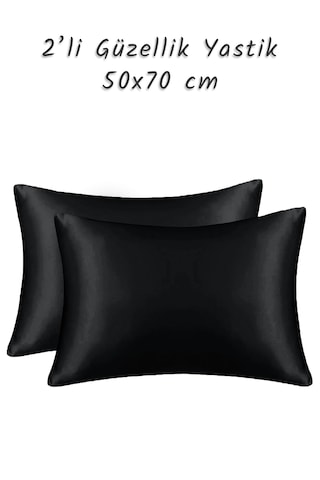 Güzellik Yastığı %100 Ipek Saten 2 Adet Luxury Yastık Kılıfı Siya