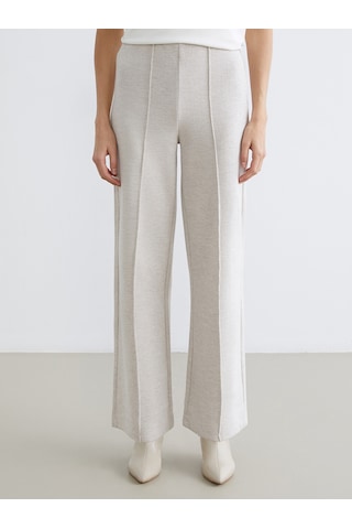 Lcw Comfort Bej Beli Lastikli Geniş Paça Kadın Pantolon