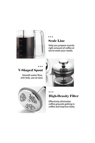 Pazly 20oz Çift Duvarlı Fransız Press Kahve Makinesi Yüksek Yoğunluklu H44475-600 Diğer