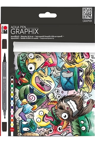 Marabu Graphix Mega Mash Aqua Pen Set 12 Renk