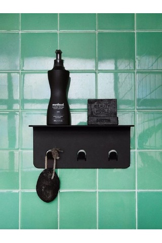 Modern Paslanmaz Metal Duş Rafı, Duş Düzenleyici, Banyo Rafı, Bayno Şampuanlık Siyah Siyah