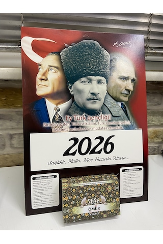 Ömür Takvim Atatürk İmzalı 4.bölge 2026 Kartonlu Yapraklı Duvar Takvimi