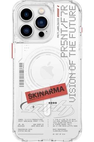 Apple Uyumlu iPhone 15 Pro Max Kılıf Skinarma Magsafe Şarj Özellik Yazı Desenli Airbag Orion Kapak Şeffaf