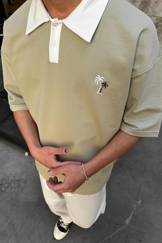 Su Yeşili Palmiye Polo Yaka Outplenty Premium Oversize Tişört Su Yeşili