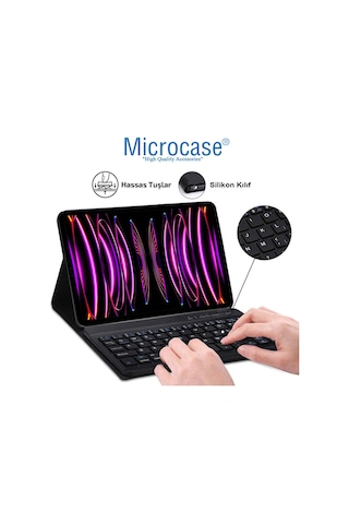 Apple Uyumlu iPad Pro 12.9 2022 M2 Bluetooth Klavyeli Standlı Kılıf - BKK4
